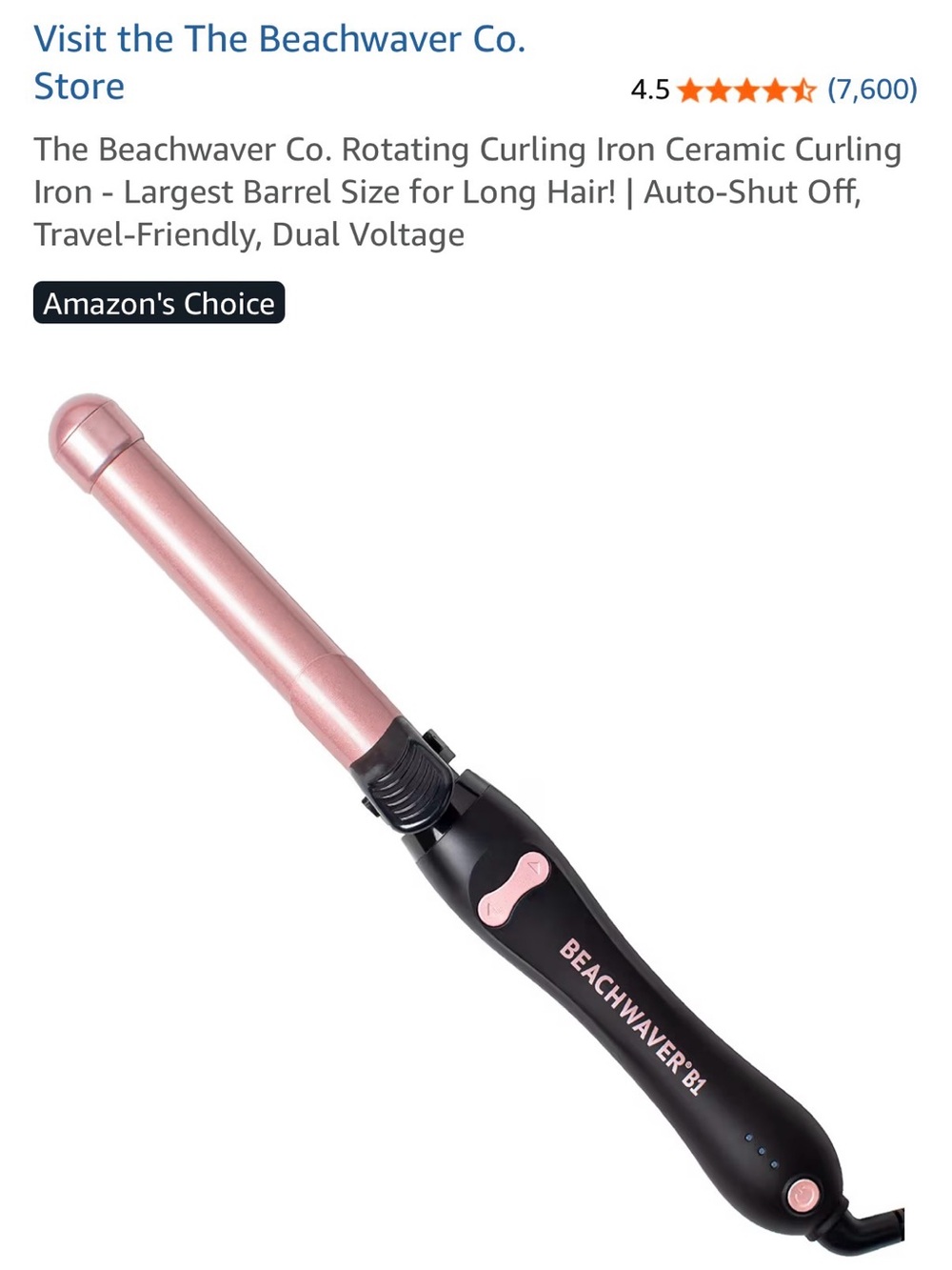 The Beachwaver Co. 1” Rotating Curling Iron Ceramic Curling Iron